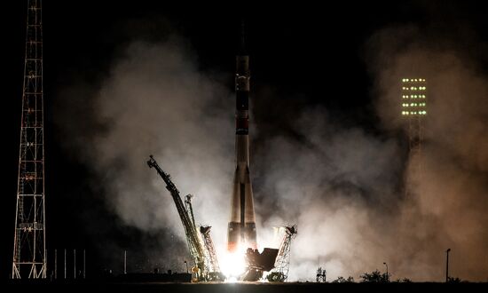 Launch of Soyuz-FG carrier rocket with manned Soyuz MS-06 spacecraft