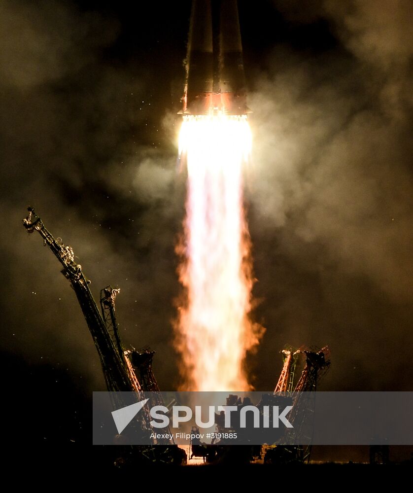 Launch of Soyuz-FG carrier rocket with manned Soyuz MS-06 spacecraft