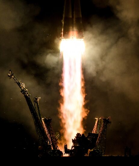 Launch of Soyuz-FG carrier rocket with manned Soyuz MS-06 spacecraft