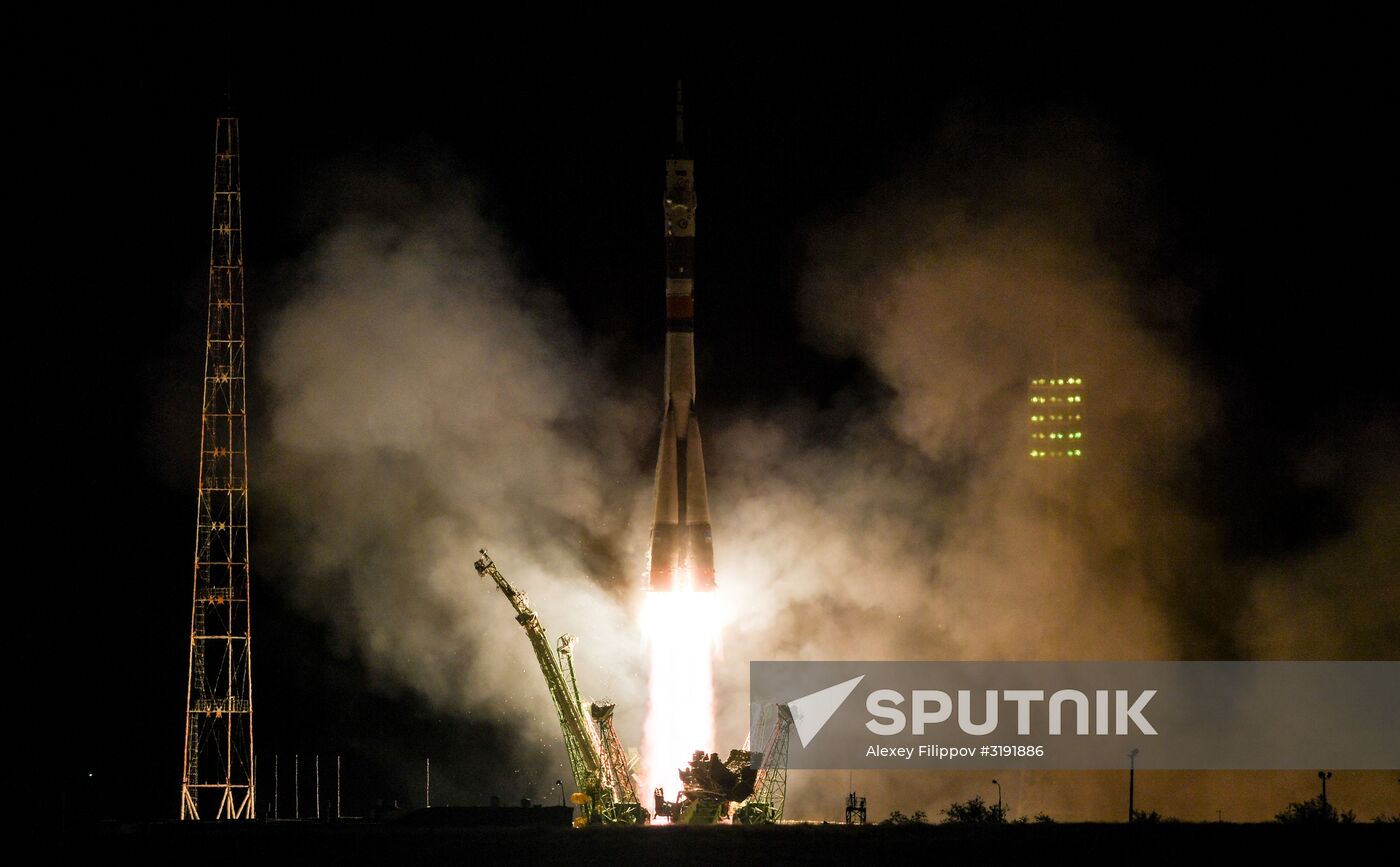 Launch of Soyuz-FG carrier rocket with manned Soyuz MS-06 spacecraft