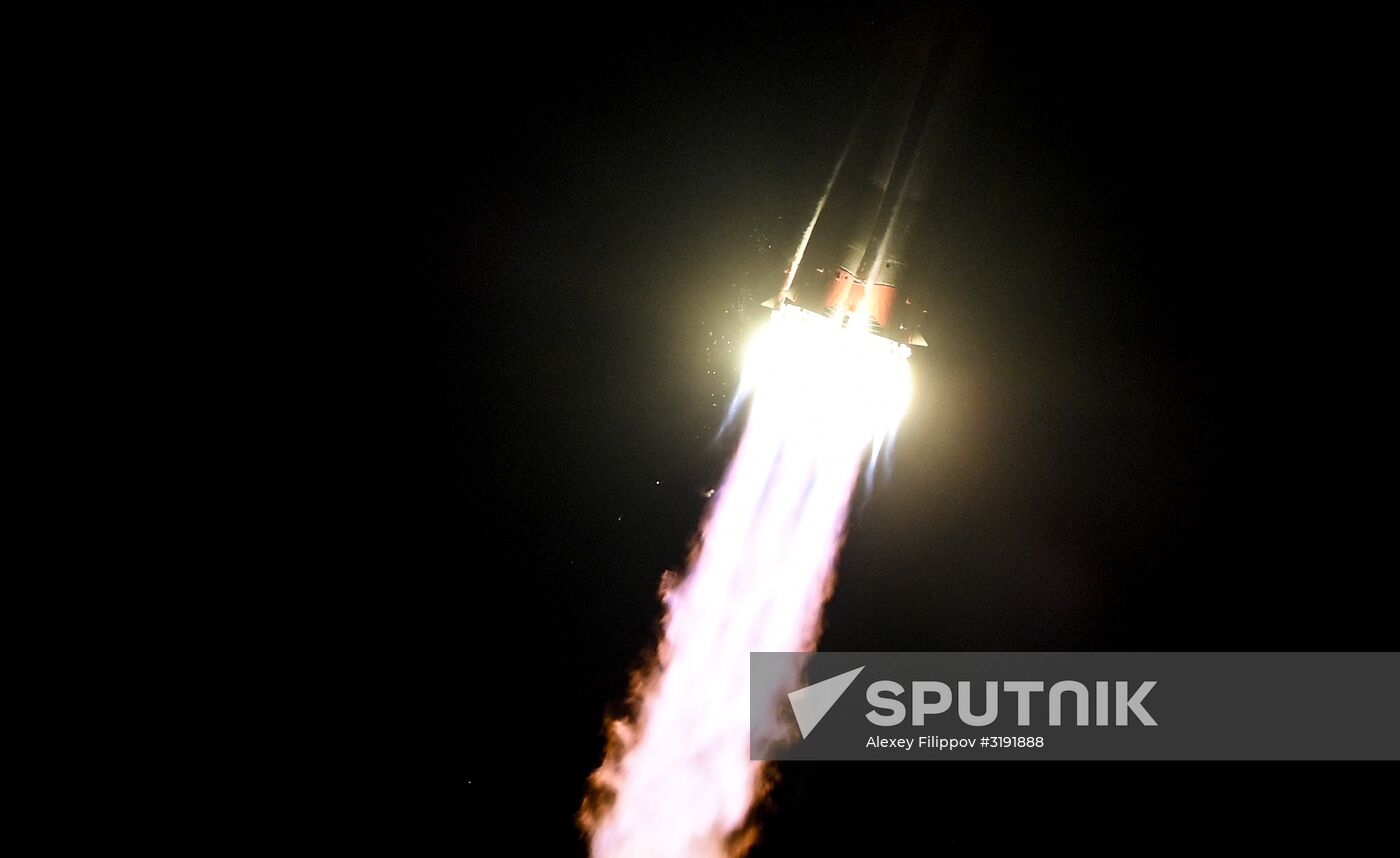 Launch of Soyuz-FG carrier rocket with manned Soyuz MS-06 spacecraft