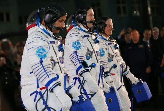 Launch of Soyuz-FG carrier rocket with manned Soyuz MS-06 spacecraft