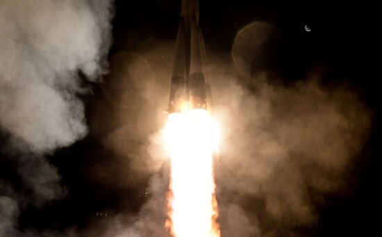Launch of Soyuz-FG carrier rocket with manned Soyuz MS-06 spacecraft