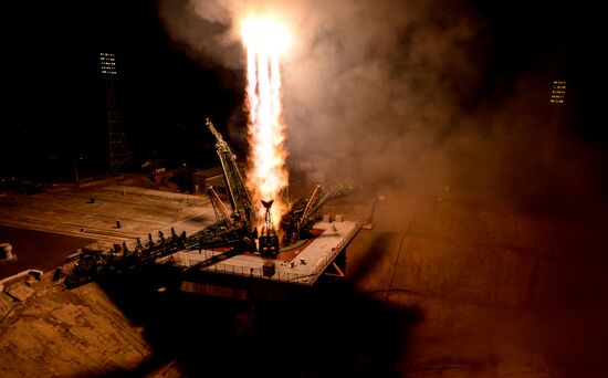 Launch of Soyuz-FG carrier rocket with manned Soyuz MS-06 spacecraft