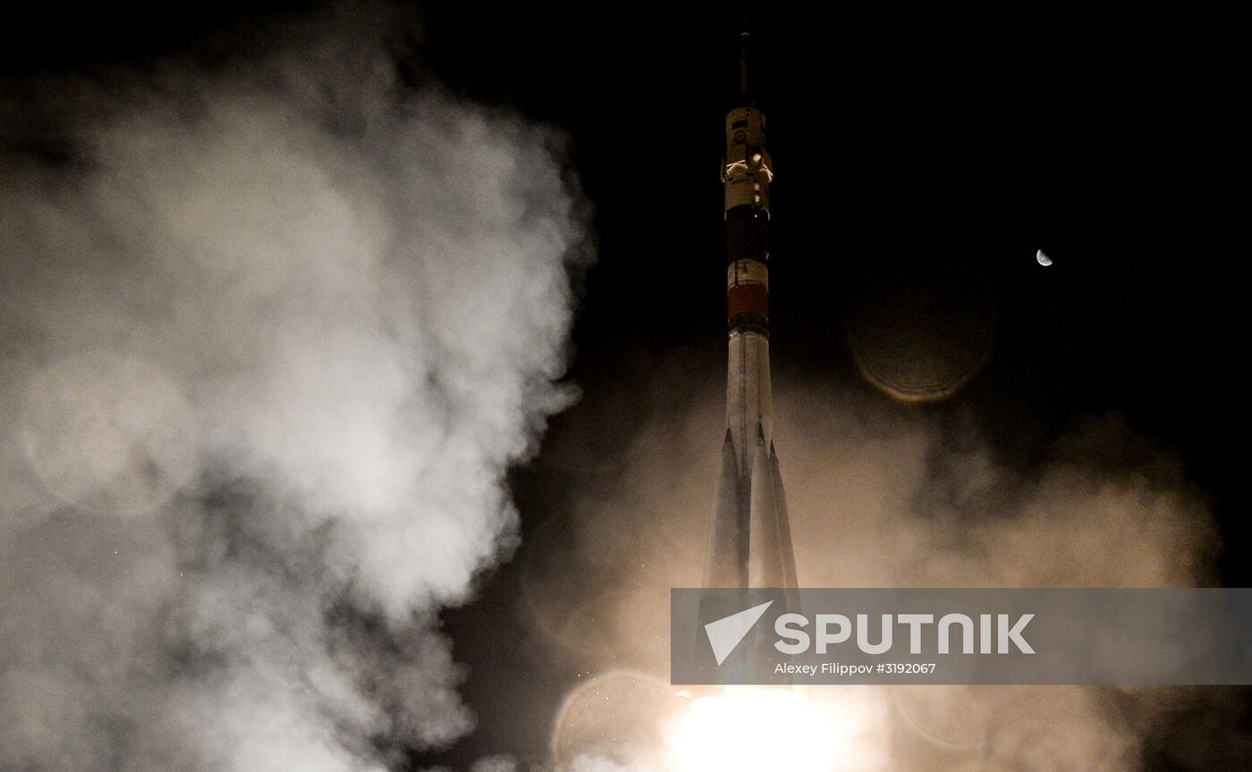 Launch of Soyuz-FG carrier rocket with manned Soyuz MS-06 spacecraft