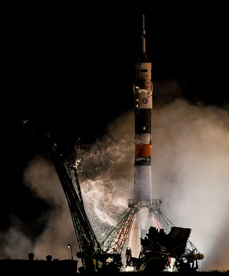 Launch of Soyuz-FG carrier rocket with manned Soyuz MS-06 spacecraft