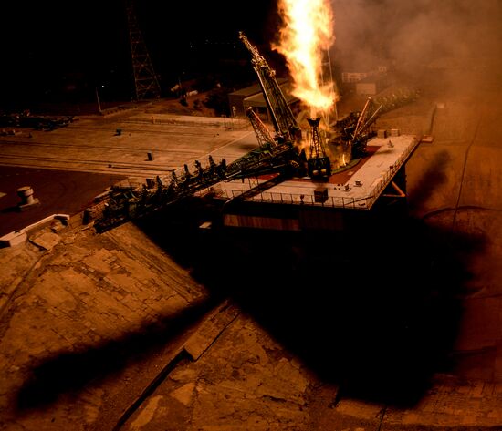 Launch of Soyuz-FG carrier rocket with manned Soyuz MS-06 spacecraft