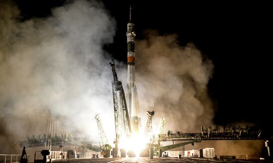 Launch of Soyuz-FG carrier rocket with manned Soyuz MS-06 spacecraft