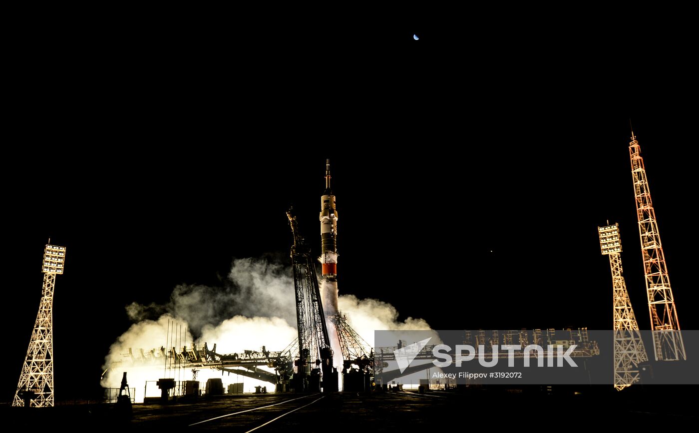 Launch of Soyuz-FG carrier rocket with manned Soyuz MS-06 spacecraft