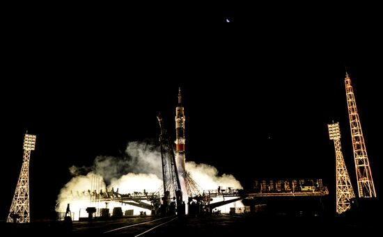 Launch of Soyuz-FG carrier rocket with manned Soyuz MS-06 spacecraft