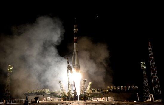 Launch of Soyuz-FG carrier rocket with manned Soyuz MS-06 spacecraft