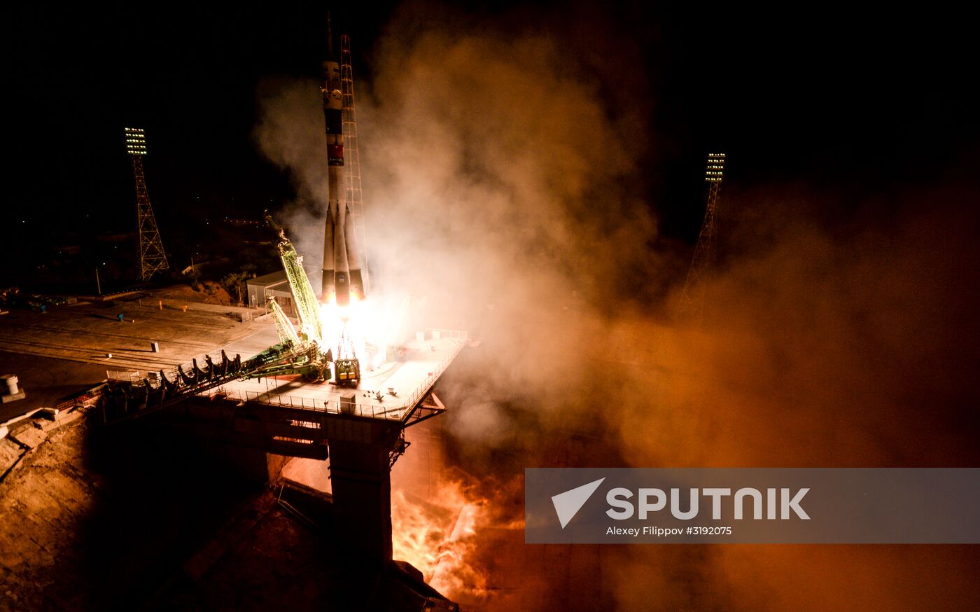 Launch of Soyuz-FG carrier rocket with manned Soyuz MS-06 spacecraft