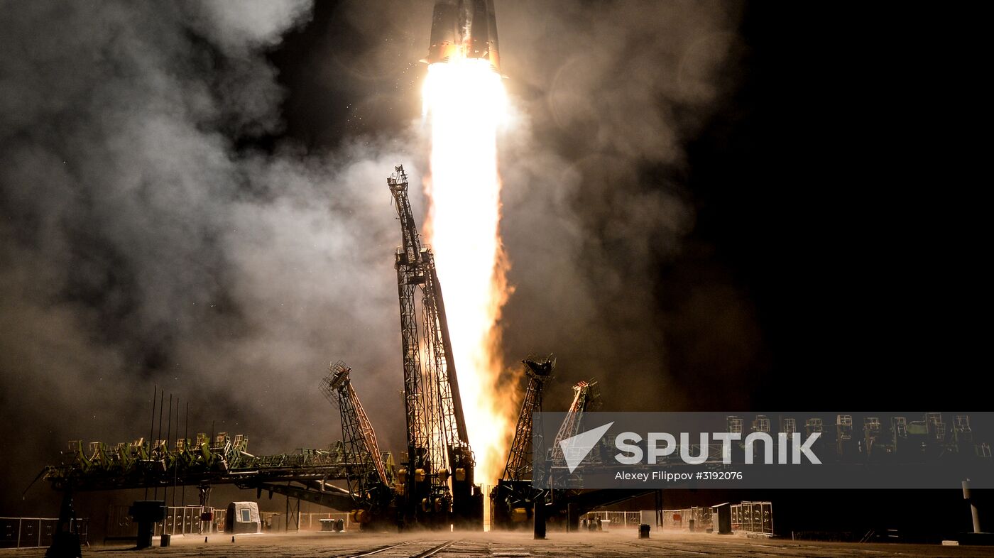 Launch of Soyuz-FG carrier rocket with manned Soyuz MS-06 spacecraft