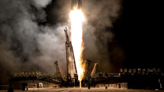 Launch of Soyuz-FG carrier rocket with manned Soyuz MS-06 spacecraft