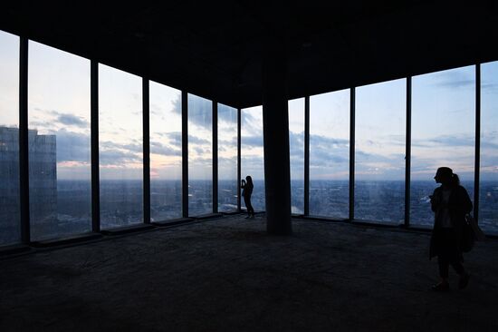 News conference on construction site of Europe's highest viewing platform