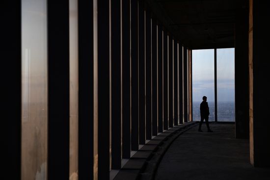 News conference on construction site of Europe's highest viewing platform
