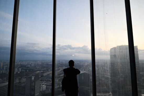 News conference on construction site of Europe's highest viewing platform