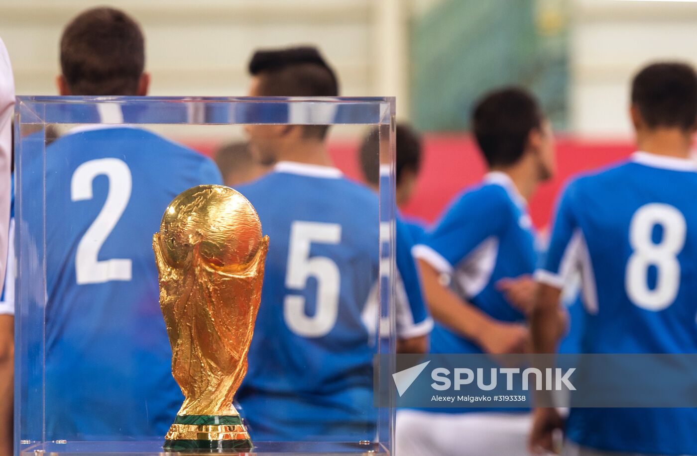 2018 FIFA World Cup Trophy presented in Omsk