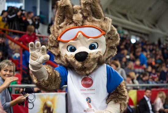 2018 FIFA World Cup Trophy presented in Omsk