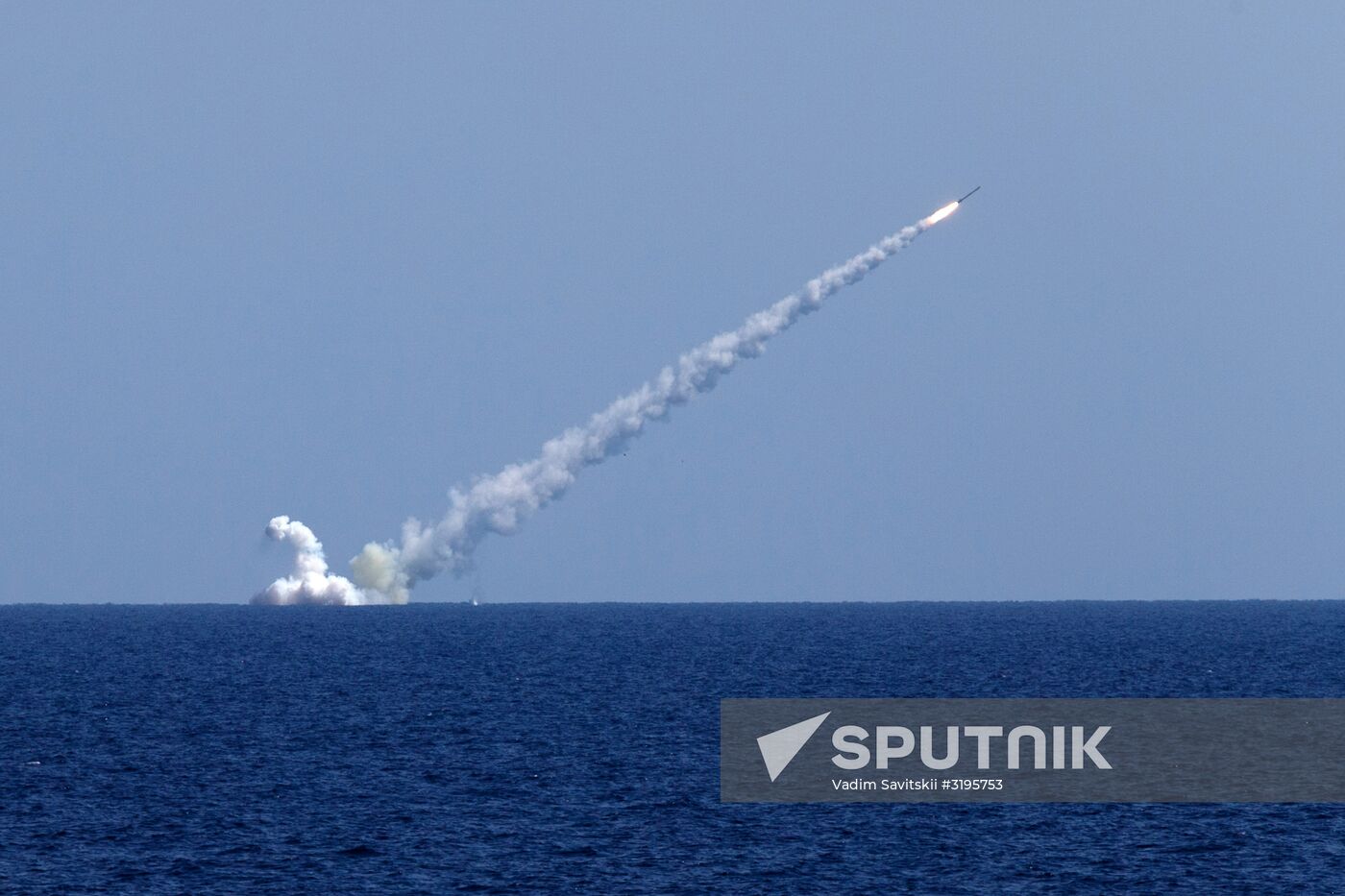 Launching Kalibr cruise missiles at terrorist targets in Syria