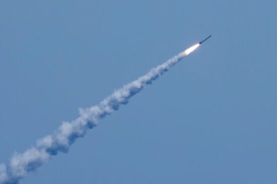 Launching Kalibr cruise missiles at terrorist targets in Syria