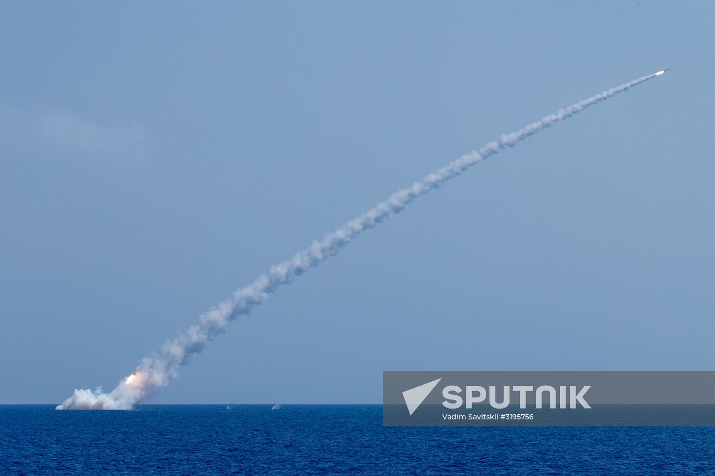 Launching Kalibr cruise missiles at terrorist targets in Syria