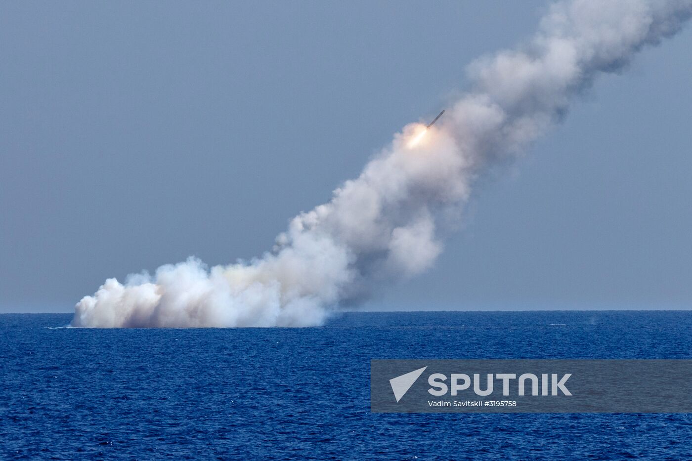 Launching Kalibr cruise missiles at terrorist targets in Syria