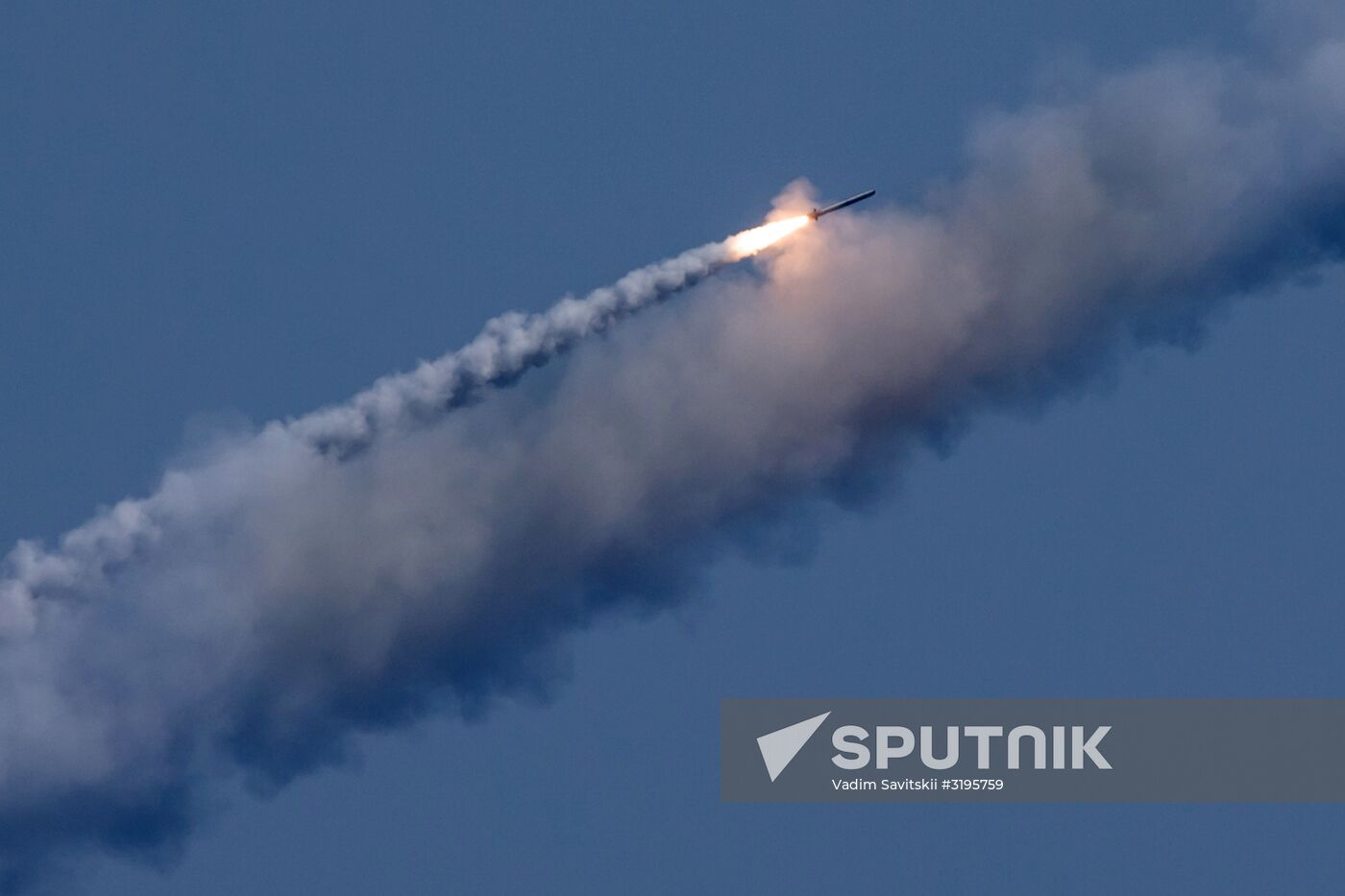 Launching Kalibr cruise missiles at terrorist targets in Syria