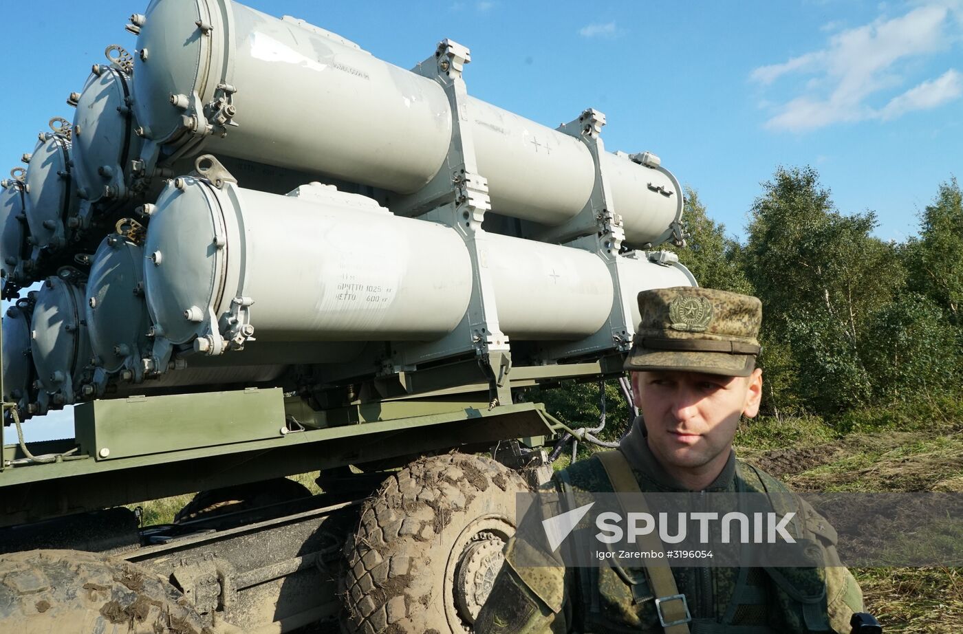 Bal coastal missile system launches anti-ship missile at Zapad-2017 exercise