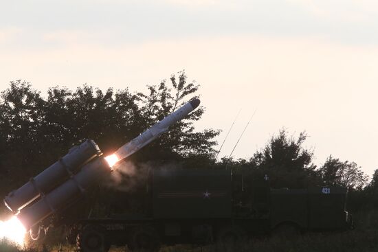 Bal coastal missile system launches anti-ship missile at Zapad-2017 exercise