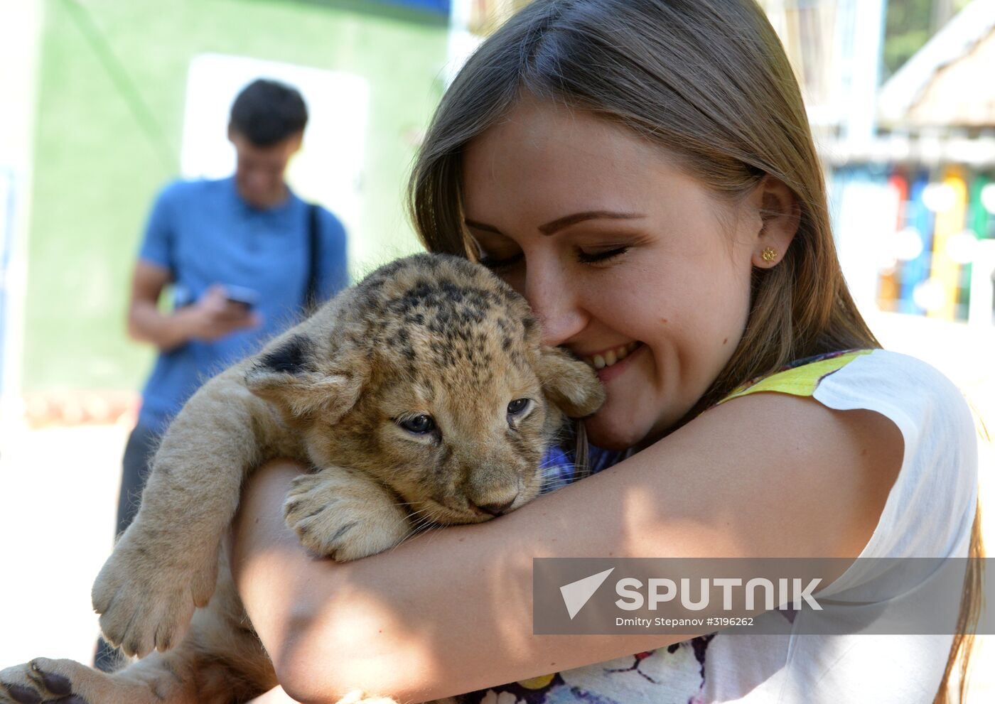 One of two newborn lion cubs shown at Stavropol Zoo