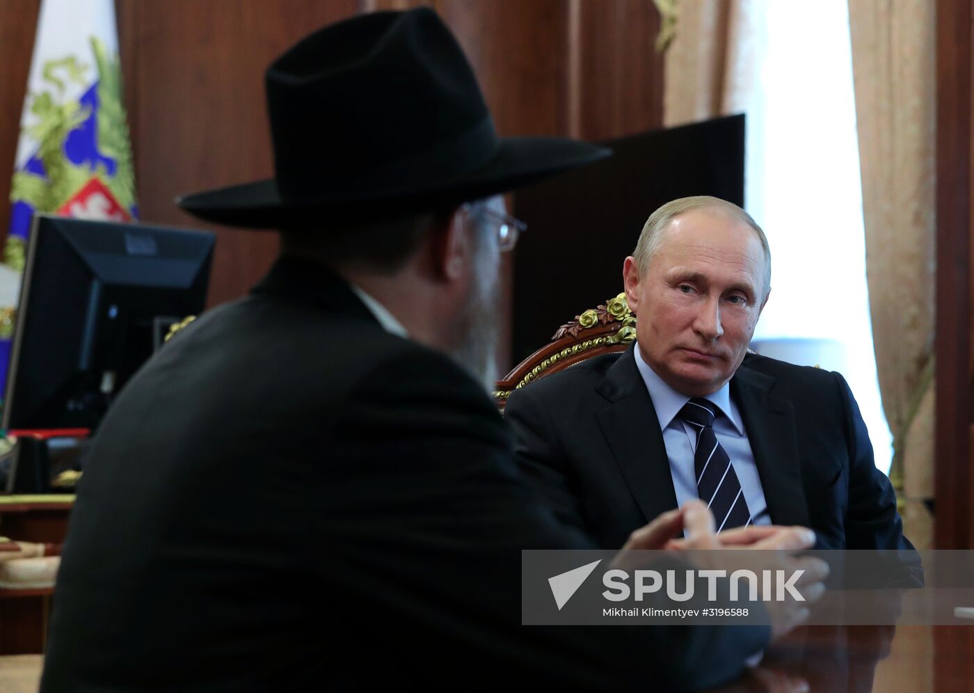 President Vladimir Putin meets with Chief Rabbi of Russia Berl Lazar and Head of Federation of Jewish Communities of Russia Alexander Boroda