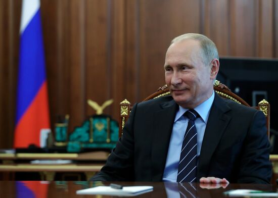 President Vladimir Putin meets with Chief Rabbi of Russia Berl Lazar and Head of Federation of Jewish Communities of Russia Alexander Boroda