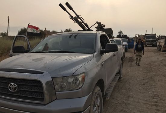 Syrian army and people's militia during offensive operation near al-Jafra in Deir-ez-Zor