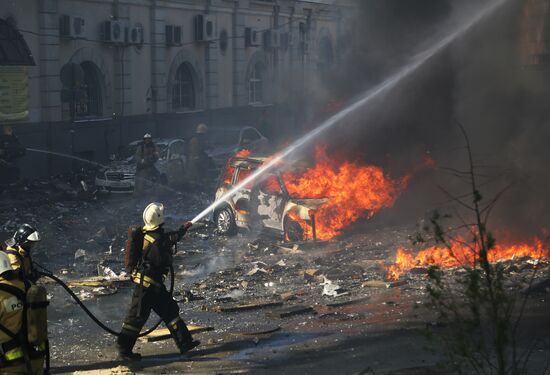 Ten-storied building cought fire in Rostov-on-Don