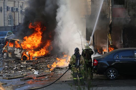 Ten-storied building cought fire in Rostov-on-Don