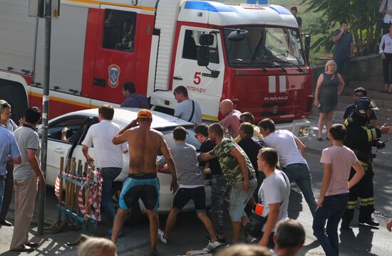 Ten-storied building cought fire in Rostov-on-Don