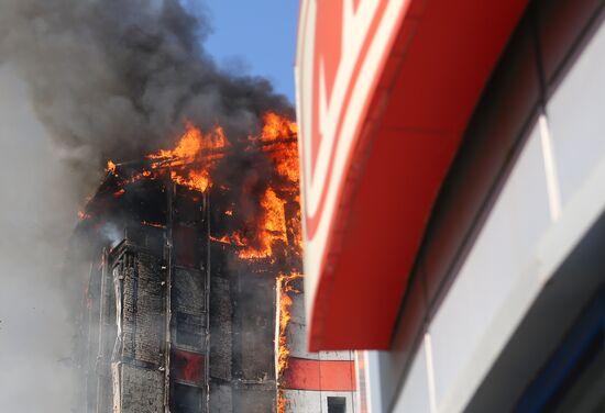 Ten-storied building cought fire in Rostov-on-Don