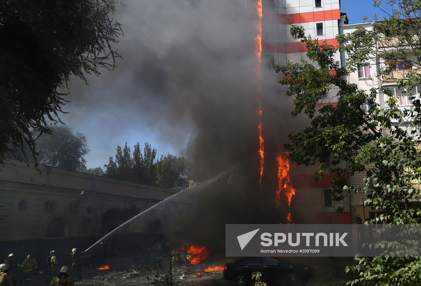 Ten-storied building cought fire in Rostov-on-Don