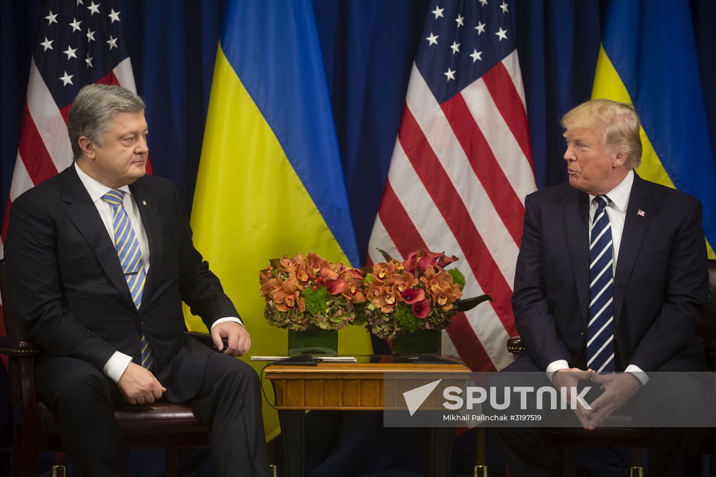 US President Donald Trump meets with Ukrainian President Petro Poroshenko