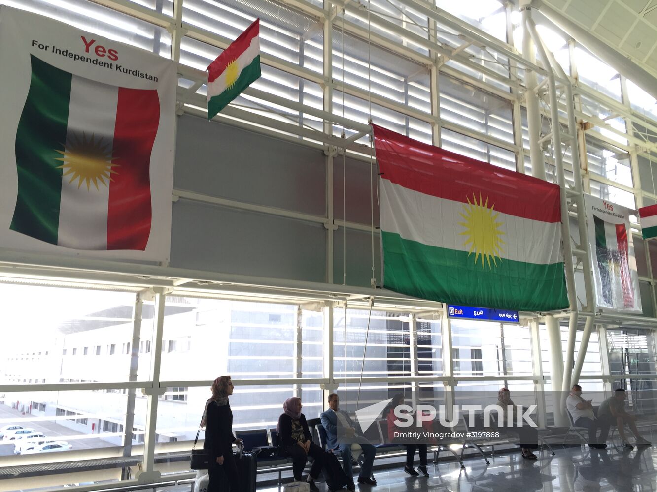 Kurdish flags in Erbil airport