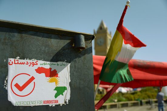 Campaigning for Iraqi Kurdistan independence in Erbil