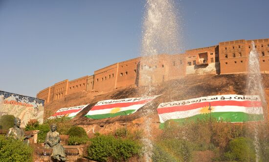 Campaigning for Iraqi Kurdistan independence in Erbil