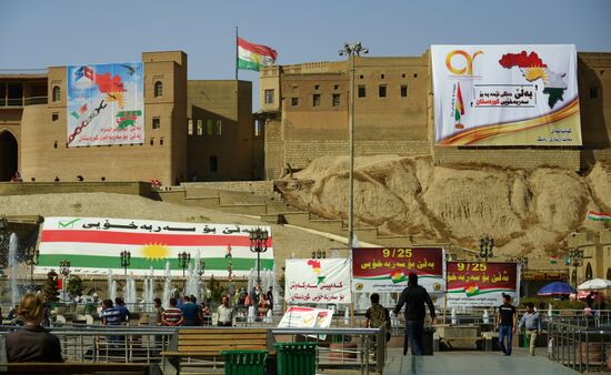 Campaigning for Iraqi Kurdistan independence in Erbil