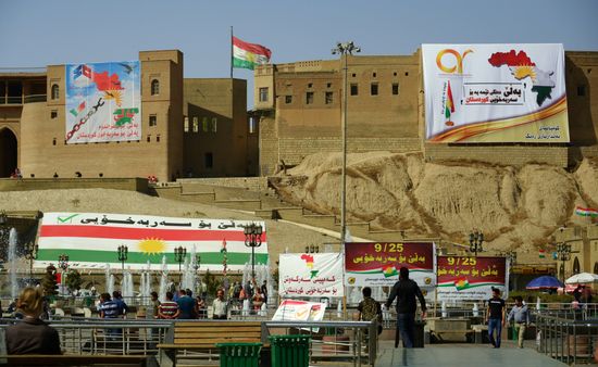 Campaigning for Iraqi Kurdistan independence in Erbil