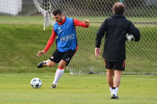 Football. UEFA Champions League. FC Spartak's training session