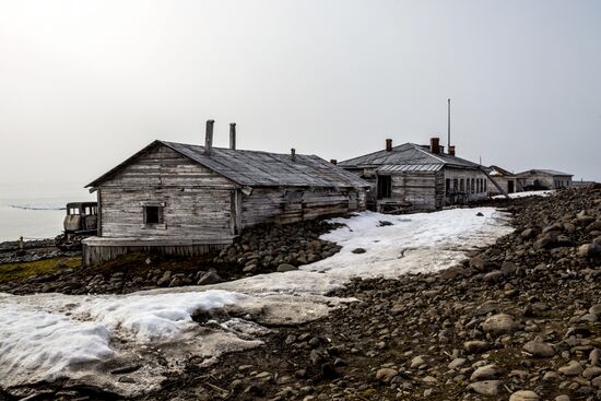 Tikhaya Bay polar station on Hooker Island, part of Franz Josef Land archipelago