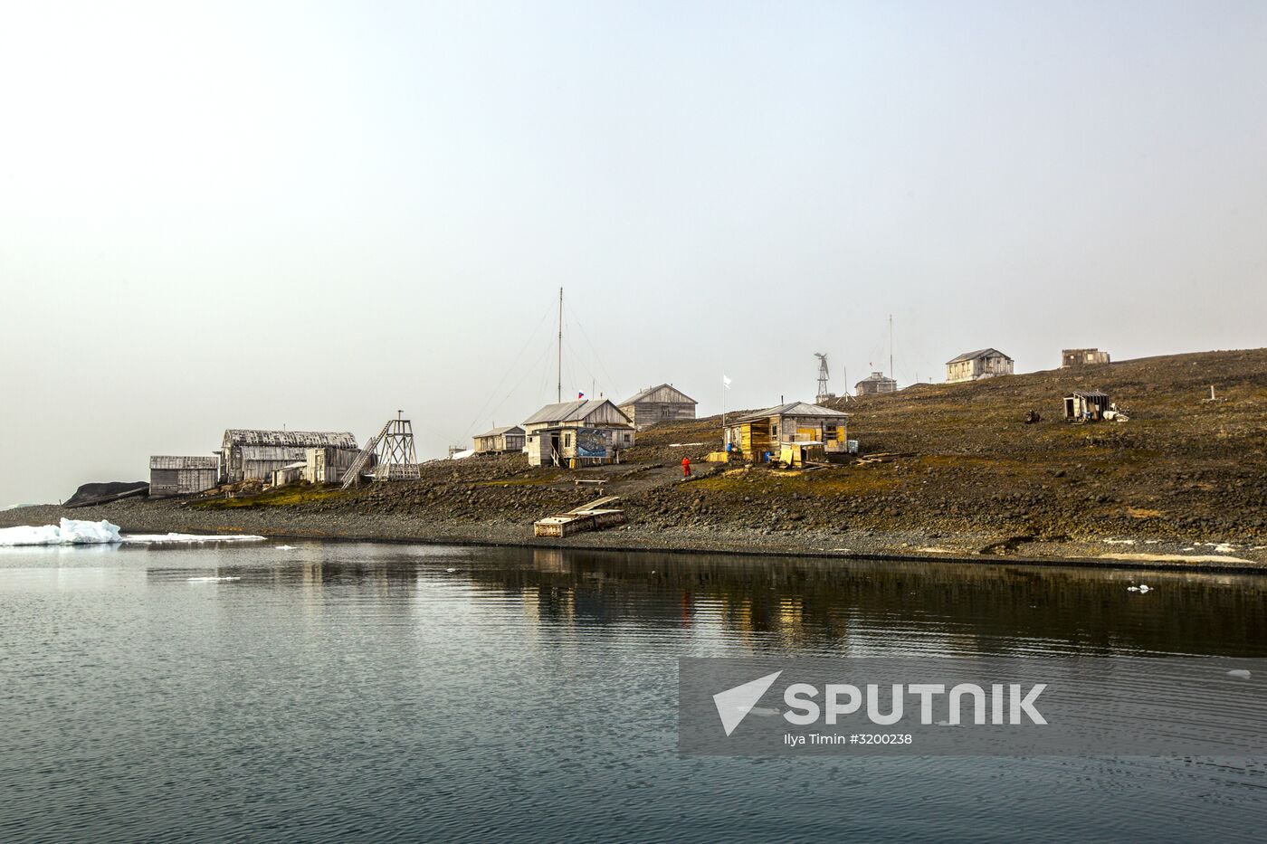 Tikhaya Bay polar station on Hooker Island, part of Franz Josef Land archipelago