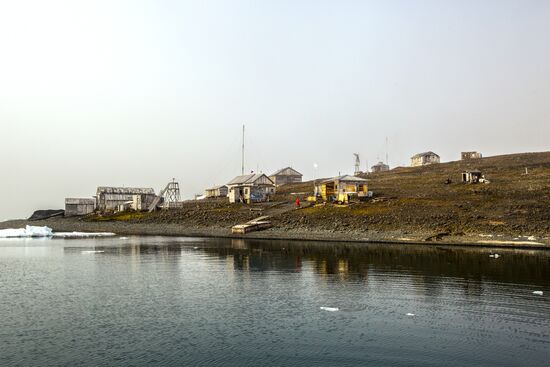Tikhaya Bay polar station on Hooker Island, part of Franz Josef Land archipelago