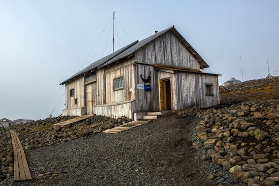 Tikhaya Bay polar station on Hooker Island, part of Franz Josef Land archipelago